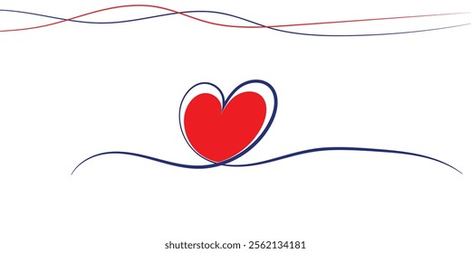 American heart month. Vector banner for social media. Illustration with text American heart month 2025. The U.S. flag in the shape of a heart