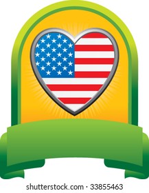 corazón americano en pantalla en forma de cresta