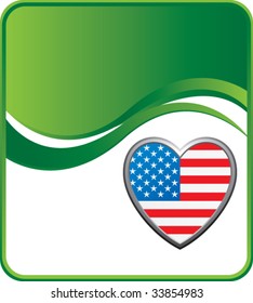american heart on wave background template