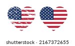 American Hearts Distressed USA flag I love America Independence Day of United States Heart Shape Flags