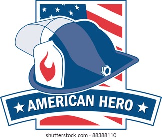 American hero firefighter logo