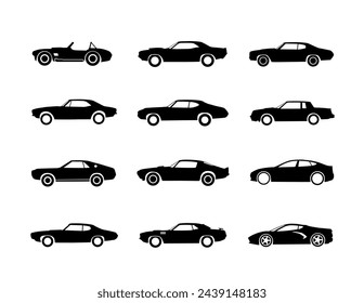 American history of iconic cars in vector silhouettes. Part 3