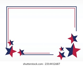 American holiday background in blue, white, red colors with star icon. design for banner, greeting card, invitation, social media, web.