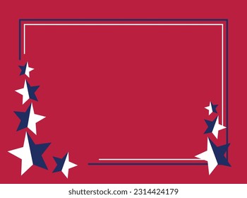 American holiday background in blue, white, red colors with star icon. design for banner, greeting card, invitation, social media, web.