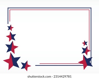 American holiday background in blue, white, red colors with star icon. design for banner, greeting card, invitation, social media, web.