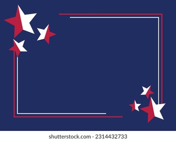 American holiday background in blue, white, red colors with star icon. design for banner, greeting card, invitation, social media, web.