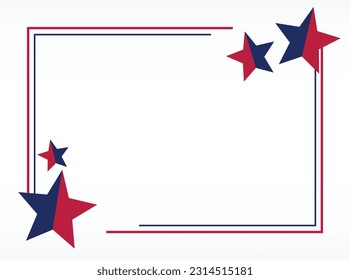 American holiday background in blue, white, red colors with star icon. design for banner, greeting card, invitation, social media, web.