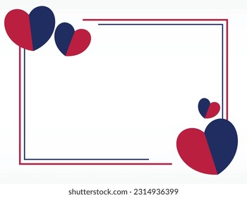 American holiday background in blue, white, red colors with heart icon. design for banner, greeting card, invitation, social media, web.