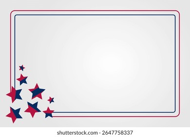 American holiday background in blue, white, red with star icons. Free copyspace area design