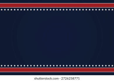 Plano de Fundo de Feriado Americano com Borda Padrão Estrela. Banner Patriótico dos EUA com Quadro Decorativo de Estrela. História patriótica dos EUA