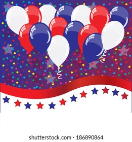 American holidays background with balloons (American flag colors)