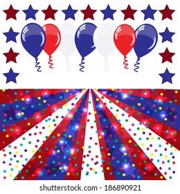 American holidays background with balloons (American flag colors)