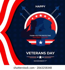 American honoring veterans day on Nevember 11th. Veterans day November 11th banner background design