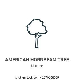 American hornbeam tree outline vector icon. Thin line black american hornbeam tree icon, flat vector simple element illustration from editable nature concept isolated stroke on white background