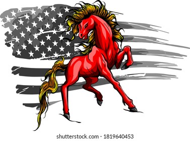 American Horse Flag Logo Vector illustration design