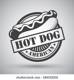 American hot dog bread sausage mustard emblem vector illustration