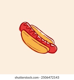 american hot dog fast food menu vector hand drawn doodle illustration