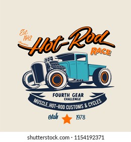 american hot rod car vector illustration and print