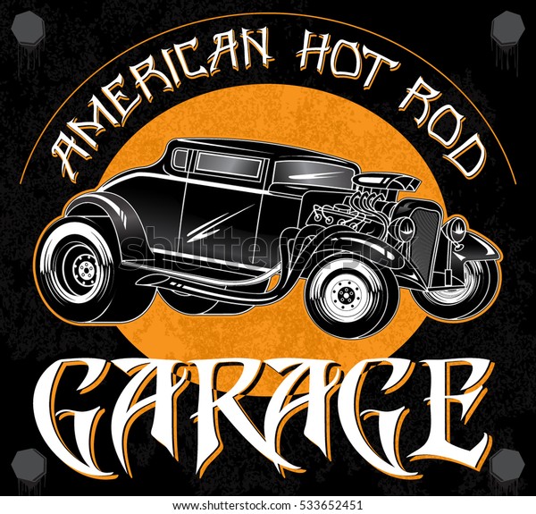 American Hot Rod Garage Stylish Vintage Stock Vector Royalty Free