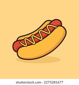 Amerikanische Hot Dog Sandwich-Symbol Vektorgrafik. Concept Illustration mit Lebensmittelsymbol, geeignet für Symbol, Logo, Aufkleber, Clipkunst