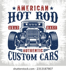 American hotrod drag race authentic custom cars - hot rod t shirt design vector