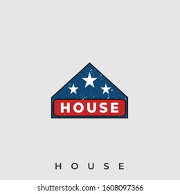 American House Illustration Vector Template. Suitable for Creative Industry, Multimedia, entertainment, Educations, Shop, and any related business