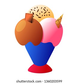 American Ice Cream Icon. Happy 4 th July and Independence Day. Cartoon Vector illustration.