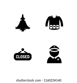 american icon. 4 american set with closed, army and military vector icons for web and mobile app