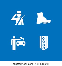 american icon. 4 american set with combat boots, army, cab and soldier vector icons for web and mobile app