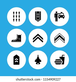 american icon. 9 american set with boots, cab, army and nine vector icons for web and mobile app