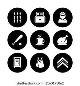 american icon. 9 american set with locker, chicken, dog tag and cup vector icons for web and mobile app