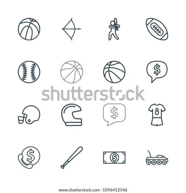 American icon. collection of 16\
american outline icons such as basketball, helmet, dollar sign in\
cloud, bank support. editable american icons for web and\
mobile.
