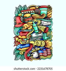 American Icon Doodle Vector Design Illustrations
