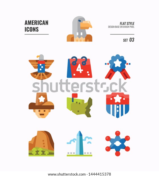 American Icon Set 3 Include Eagle Stock Vector (Royalty Free ...
