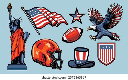 american icon set illustration for element design
