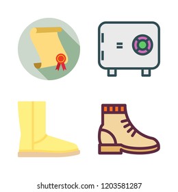 american icon set. vector set about boot, safebox id and diploma icons set.