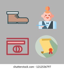 american icon set. vector set about boot, diploma, diners club and waitress icons set.