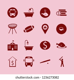 american icon. american vector icons set hot chicken, dollar, dollar coin and grill