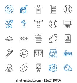 american icons set. Collection of american with steaks, sign, american football, burger, hot dog, basketball, baseball, dreamcatcher, rugby. Editable and scalable american icons.