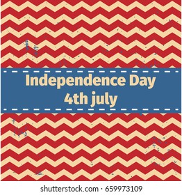 American Independence Day 4 th july. Greeting card design. Ribbon Banner. Vector illustration. Patriotic symbol holiday poster. Happy independence day, USA Celebration wallpaper.