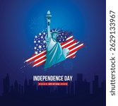 American Independence Day 4th of July USA Celebration Flag fireworks statue of liberty Poster Abstract Vector