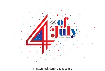 American Independence Day 4th of July Celebration Greeting Background Template