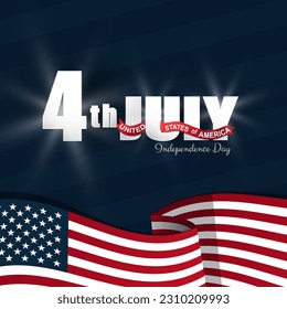american independence day 4th of july square banner for social media post with abstract gradient blue background design