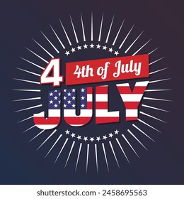 American Independence day 4th of July typography background or t-shirt design with usa flag.