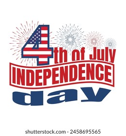 American Independence day 4th of July typography background or t-shirt design with usa flag.