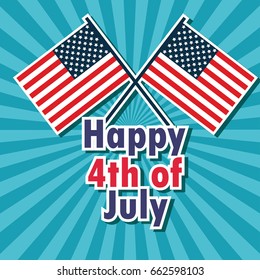 american independence day 4th of July poster, red blue white flag. vector illustration. 