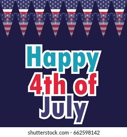 american independence day 4th of July poster, red blue white flag. vector illustration. 