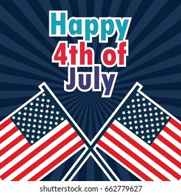 american independence day 4th of July poster, red blue white flag. vector illustration 