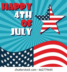 american independence day 4th of July poster, red blue white flag. vector illustration 