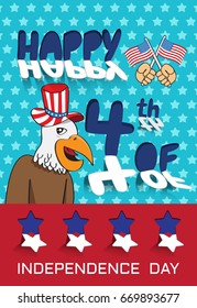 American Independence Day. 4th of July.Vector eagles hat leaflets poster brochure